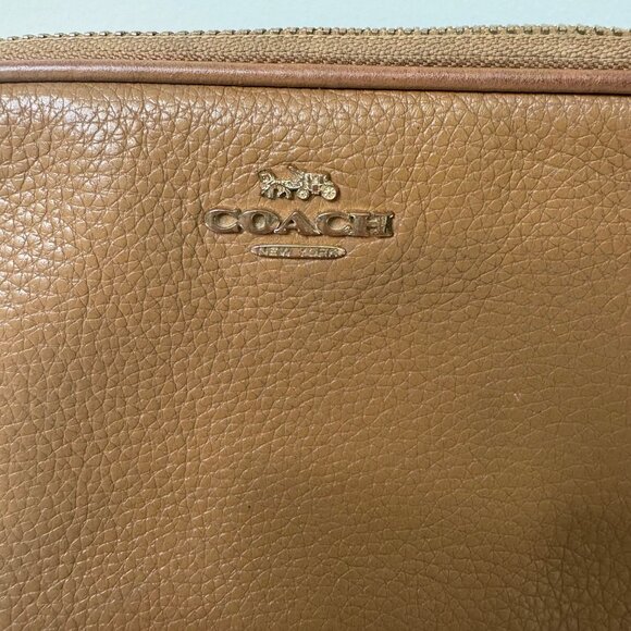Coach F30259 Mini Brown Pebbled Leather Crossbody Double Pocket Purse With Adjus - Picture 3 of 12